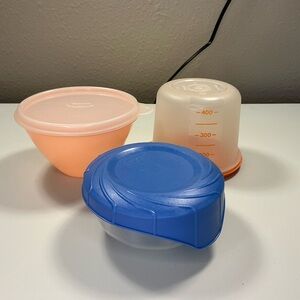 Tupperware Deltaware Rubbermaid Food Storage Containers Set of 3 Snap Lids